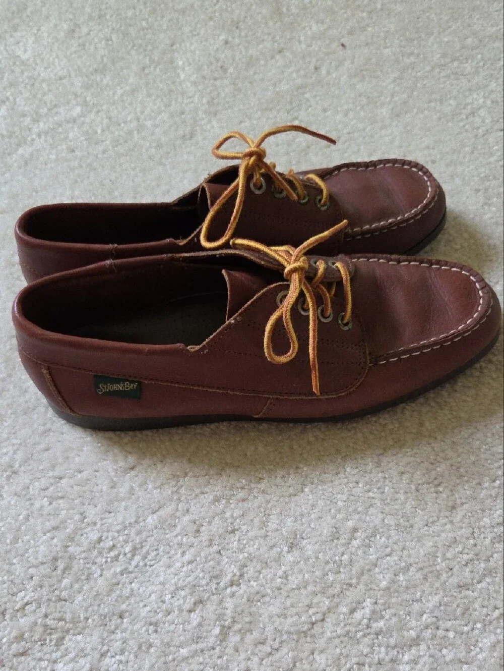 Mens St. John's Bay Brown Leather Boat Shoes 9M